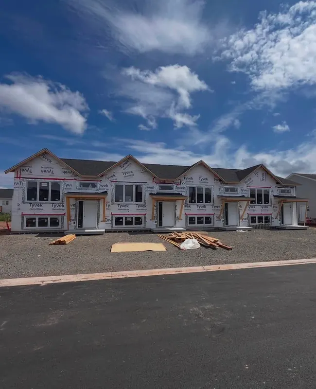 Two-storey multi-unit residential building near completion